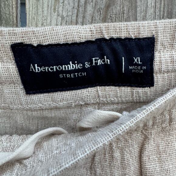 Abercrombie & Fitch Pants Stretch Size XL Cotton Linen Blend Beige NWT - Picture 4 of 9